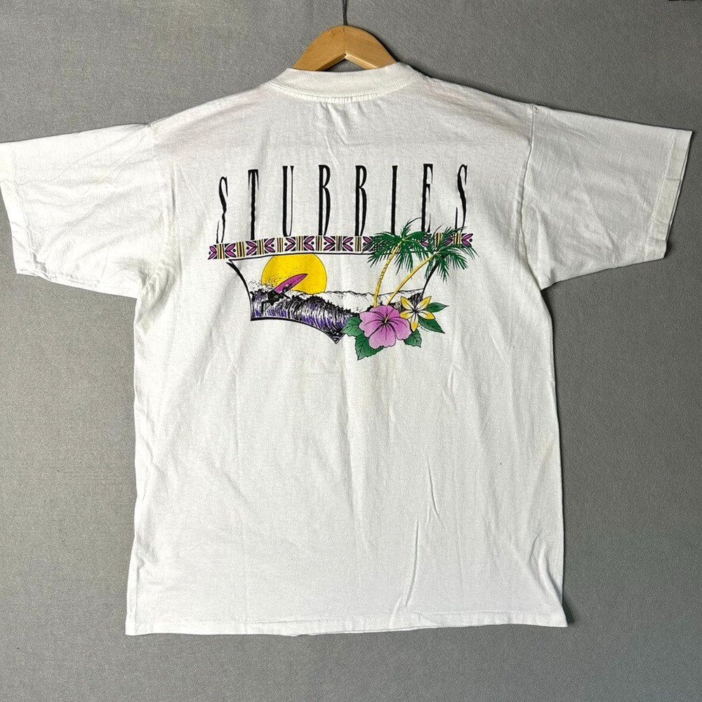 Vintage 1990s Stubbies T-Shirt Large White Horizons Teez